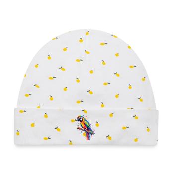 Regenbogenpapagei mit Sonnenbrille - Baby Premium Organic Mütze - Weiß/Zitronengelb - Vorne