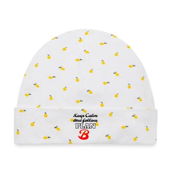 Keep Calm and Follow Plan B – Retro Lettering - Baby Premium Organic Mütze - Weiß/Zitronengelb - Vorne