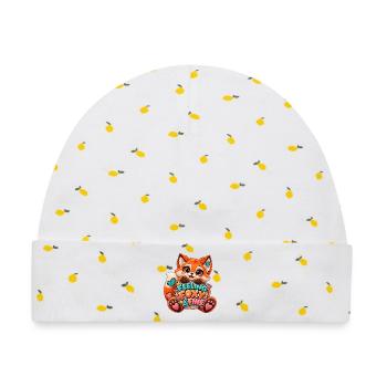 Feeling Foxy & Fine Patchwork Fox - Baby Premium Organic Mütze - Weiß/Zitronengelb - Vorne