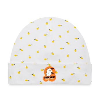 Cute Now Creep Later Halloween Shirt – Süßer Geist - Baby Premium Organic Mütze - Weiß/Zitronengelb - Vorne