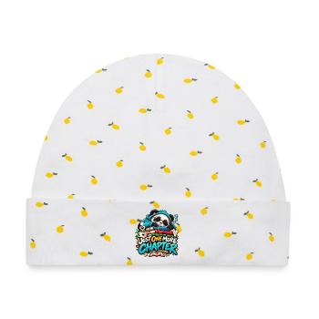 Sleepy Panda und ergänzendes Kapitel - Baby Premium Organic Mütze - Weiß/Zitronengelb - Vorne