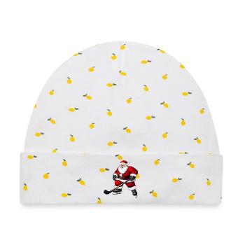 Dicker Eishockey Weihnachtsmann - Baby Premium Organic Mütze - Weiß/Zitronengelb - Vorne