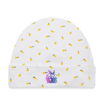 Winterhirsche mit Farbverlauf und Ornamenten - Baby Premium Organic Mütze - Weiß/Zitronengelb - Vorne