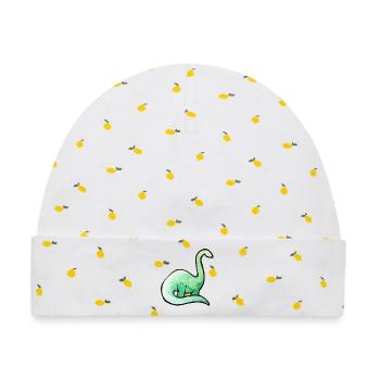 Smaragdgrünes Dino-Aquarell - Baby Premium Organic Mütze - Weiß/Zitronengelb - Vorne