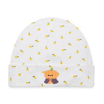 Chibi Kürbis-Cape-Plüsch - Baby Premium Organic Mütze - Weiß/Zitronengelb - Vorne