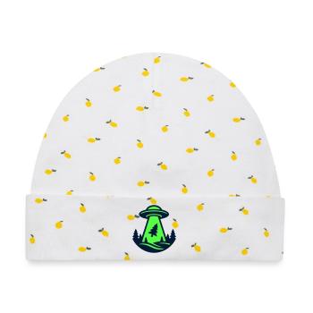 Ufo Wald Entfuehrung Grafik - Baby Premium Organic Mütze - Weiß/Zitronengelb - Vorne