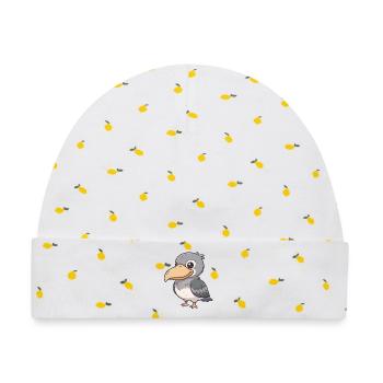 Schuhschnabel Vogel - Baby Premium Organic Mütze - Weiß/Zitronengelb - Vorne