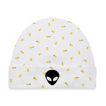 Alien Kopf - Baby Premium Organic Mütze - Weiß/Zitronengelb - Vorne