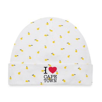 I LOVE CAPE TOWN Kapstadt - Baby Premium Organic Mütze - Weiß/Zitronengelb - Vorne