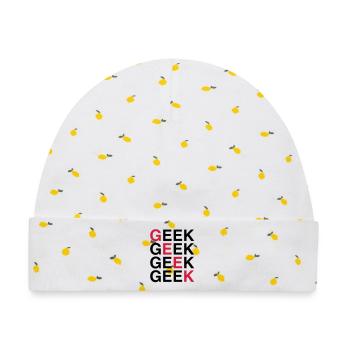 Geek! - Baby Premium Organic Mütze - Weiß/Zitronengelb - Vorne