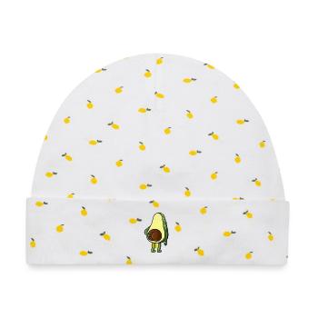 Avocado Po für Avocado Liebhaber - Baby Premium Organic Mütze - Weiß/Zitronengelb - Vorne