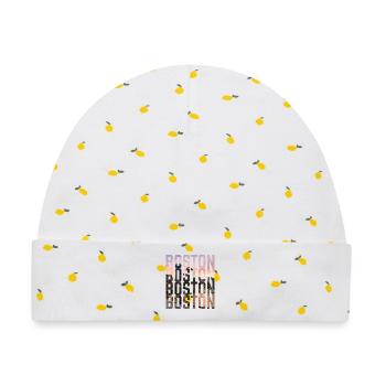 Boston Skyline Schriftzug  - Baby Premium Organic Mütze - Weiß/Zitronengelb - Vorne