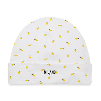 Milan Mailand Italien - Baby Premium Organic Mütze - Weiß/Zitronengelb - Vorne
