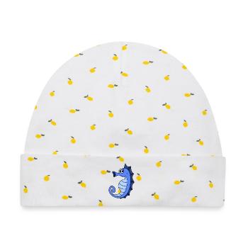 Seepferd - Baby Premium Organic Mütze - Weiß/Zitronengelb - Vorne