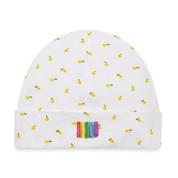 Regenbogen Pinselstrich Funken - Baby Premium Organic Mütze - Weiß/Zitronengelb - Vorne