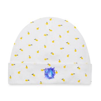 Aquarell malerei Meeresblau - Baby Premium Organic Mütze - Weiß/Zitronengelb - Vorne