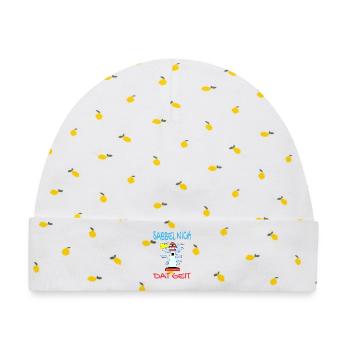 Leuchtturm - Sabbel Nich Dat Geit - Plattdeutsch - Baby Premium Organic Mütze - Weiß/Zitronengelb - Vorne
