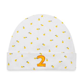2 - Baby Premium Organic Mütze - Weiß/Zitronengelb - Vorne