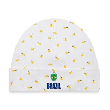 BRASILIEN FUßBALLSPORT - Baby Premium Organic Mütze - Weiß/Zitronengelb - Vorne
