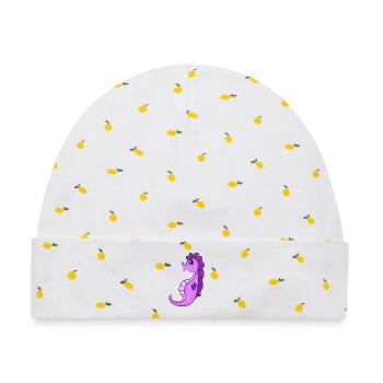 Seepferdchen Seepferd - Baby Premium Organic Mütze - Weiß/Zitronengelb - Vorne
