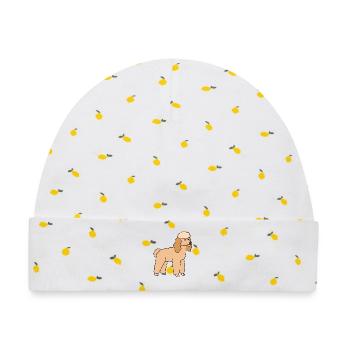 Pudel Hund Hunderasse - Baby Premium Organic Mütze - Weiß/Zitronengelb - Vorne