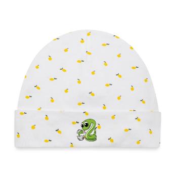 Schlange mit Baby Schlange - Baby Premium Organic Mütze - Weiß/Zitronengelb - Vorne
