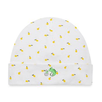Chamäleon mit Baby Chamäleon - Baby Premium Organic Mütze - Weiß/Zitronengelb - Vorne