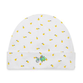 Pfau mit Baby Pfau - Baby Premium Organic Mütze - Weiß/Zitronengelb - Vorne