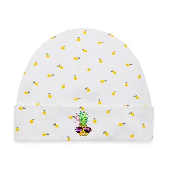 Ananas cool bunt spritzig - Baby Premium Organic Mütze - Weiß/Zitronengelb - Vorne