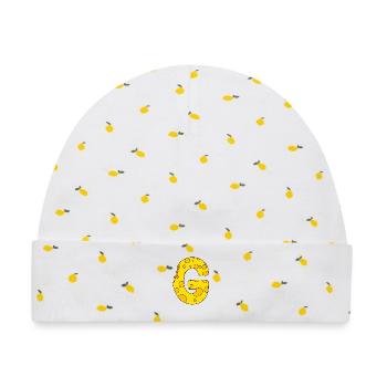 Buchstabe G - Baby Premium Organic Mütze - Weiß/Zitronengelb - Vorne