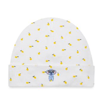 Koala mit Sonnenbrille - Baby Premium Organic Mütze - Weiß/Zitronengelb - Vorne