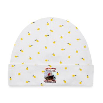 LINER TRANSATLANTIC CREATION LOUIS RUNEMBERG - Baby Premium Organic Mütze - Weiß/Zitronengelb - Vorne