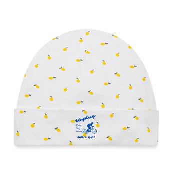 Unplug Let's Go - Baby Premium Organic Mütze - Weiß/Zitronengelb - Vorne