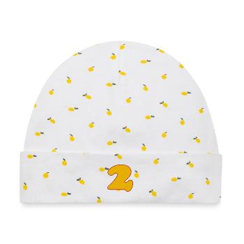 2 - Baby Premium Organic Mütze - Weiß/Zitronengelb - Vorne