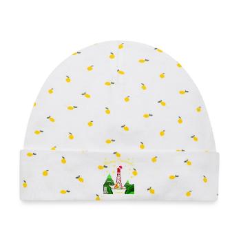 Weihnachten, Leuchtturm Campen, Kultiger Wolf - Baby Premium Organic Mütze - Weiß/Zitronengelb - Vorne