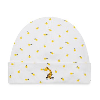 Giraffe fährt Fahrrad - Baby Premium Organic Mütze - Weiß/Zitronengelb - Vorne