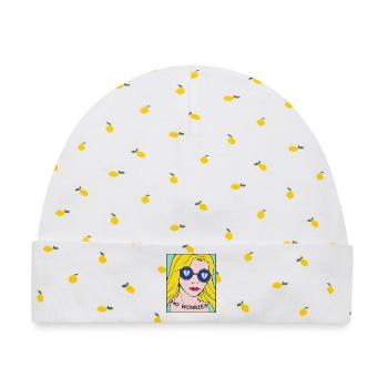Keine Sorgen Pop-Art Porträt - Baby Premium Organic Mütze - Weiß/Zitronengelb - Vorne