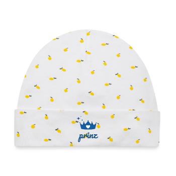 Prinz - Der einzige Prinz mit Krone in Blau - Baby Premium Organic Mütze - Weiß/Zitronengelb - Vorne