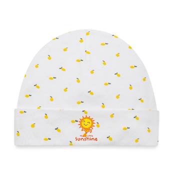 Fröhlicher Sonnenstrahl Kinderdesign - Baby Premium Organic Mütze - Weiß/Zitronengelb - Vorne