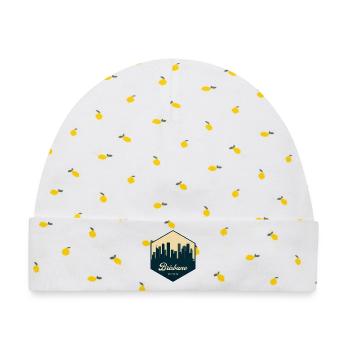 Brisbane Skyline Emblem - Baby Premium Organic Mütze - Weiß/Zitronengelb - Vorne