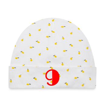 9. 9 JAHRE. 9. JAHRESTAG. GEBURTSTAG 9 JAHRE - Baby Premium Organic Mütze - Weiß/Zitronengelb - Vorne
