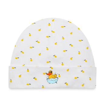 Ente Badeente Baden - Baby Premium Organic Mütze - Weiß/Zitronengelb - Vorne