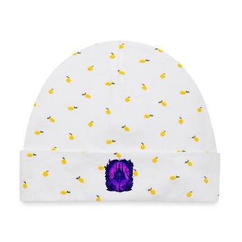 Neon Gothic Totenkopf Geisterschloss - Baby Premium Organic Mütze - Weiß/Zitronengelb - Vorne