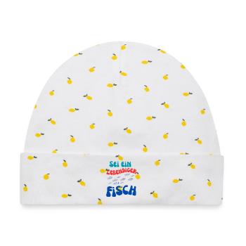 Sei Ein Lebendiger Fisch - Baby Premium Organic Mütze - Weiß/Zitronengelb - Vorne