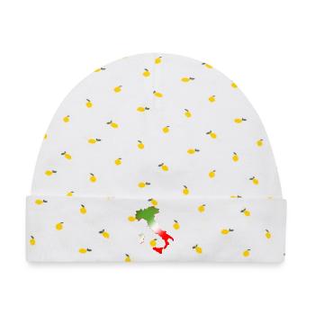 Landkarte von Italien mit dreifarbiger Flagge - Baby Premium Organic Mütze - Weiß/Zitronengelb - Vorne