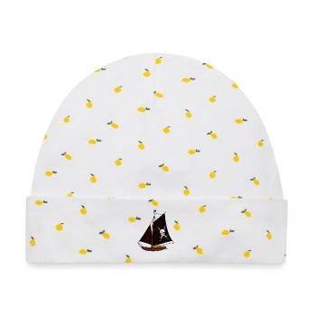 Piraten Piratenschiff Freibeuter Totenkopf Kind - Baby Premium Organic Mütze - Weiß/Zitronengelb - Vorne