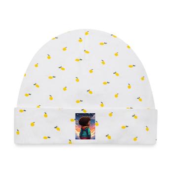 Nachthimmel Abenteuer Kinderdesign - Baby Premium Organic Mütze - Weiß/Zitronengelb - Vorne