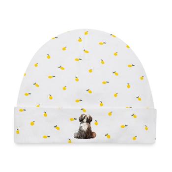 Shih Tzu - Baby Premium Organic Mütze - Weiß/Zitronengelb - Vorne