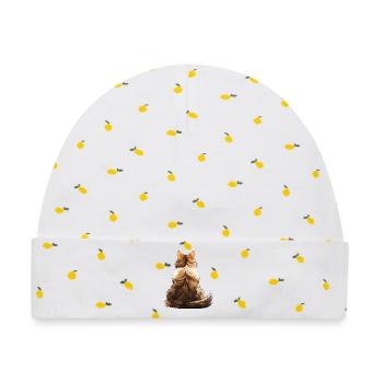 Norwegische Waldkatze - Baby Premium Organic Mütze - Weiß/Zitronengelb - Vorne