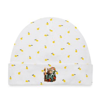 Tiger und Blumen Liebe - Baby Premium Organic Mütze - Weiß/Zitronengelb - Vorne